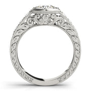 Resplendent Antique Round Diamond Engagement Ring in 10K/14K gold and platinum with certified lab-grown or natural diamonds