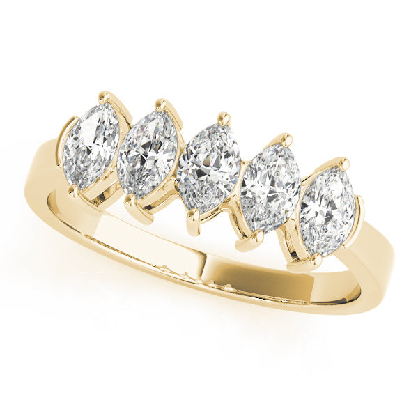 Fancy Marquise Half Eternity Ring in 10K/14K gold and platinum with certified lab-grown or natural diamonds