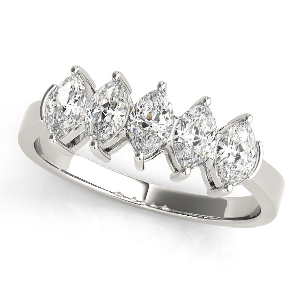 Fancy Marquise Half Eternity Ring in Gold & Platinum