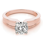 Refined Solitaires Any Shape Round Diamond Engagement Ring in 10K/14K gold and platinum with certified lab-grown or natural diamonds