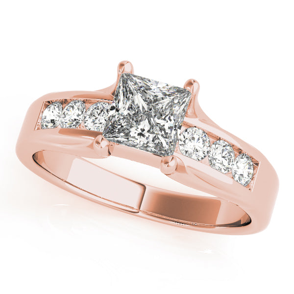 Channel-Set Princess Diamond Engagement Ring in 10K/14K gold and platinum with certified lab-grown or natural diamonds