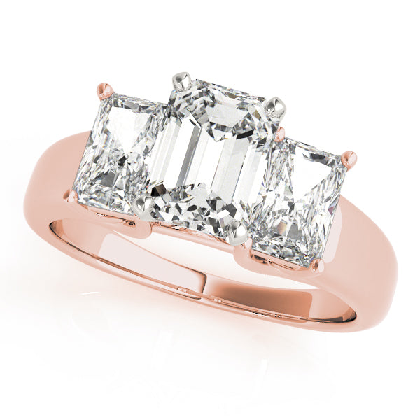 Regal Three-Stone Oval Diamond Engagement Ring in 10K/14K gold and platinum with certified lab-grown or natural diamonds