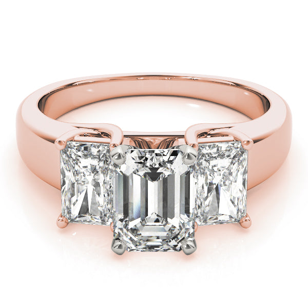 Regal Three-Stone Oval Diamond Engagement Ring in 10K/14K gold and platinum with certified lab-grown or natural diamonds