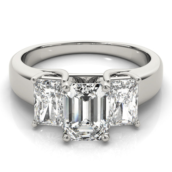 Regal Three-Stone Oval Diamond Engagement Ring in 10K/14K gold and platinum with certified lab-grown or natural diamonds