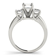 Regal Three-Stone Oval Diamond Engagement Ring in 10K/14K gold and platinum with certified lab-grown or natural diamonds