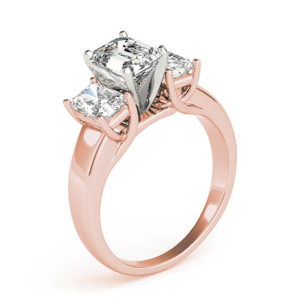 Regal Three-Stone Oval Diamond Engagement Ring in 10K/14K gold and platinum with certified lab-grown or natural diamonds