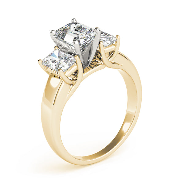 Regal Three-Stone Oval Diamond Engagement Ring in 10K/14K gold and platinum with certified lab-grown or natural diamonds