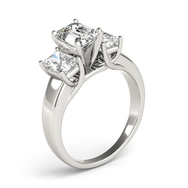 Regal Three-Stone Oval Diamond Engagement Ring in 10K/14K gold and platinum with certified lab-grown or natural diamonds