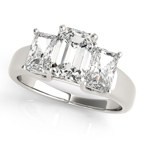 Regal Three-Stone Oval Diamond Engagement Ring in 10K/14K gold and platinum with certified lab-grown or natural diamonds