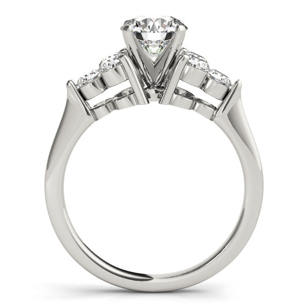 Radiant Cluster Sides Round Diamond Engagement Ring in 10K/14K gold and platinum with certified lab-grown or natural diamonds