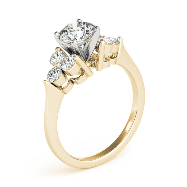 Radiant Cluster Sides Round Diamond Engagement Ring in 10K/14K gold and platinum with certified lab-grown or natural diamonds