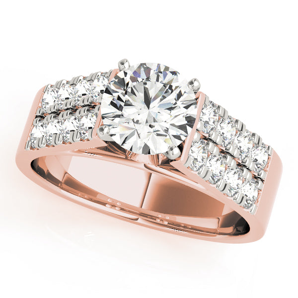 Majestic Multi-Row Round Diamond Engagement Ring in 10K/14K gold and platinum with certified lab-grown or natural diamonds