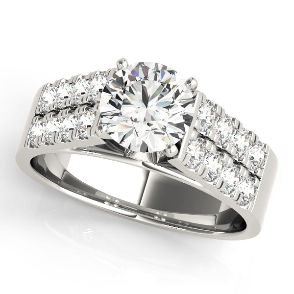 Majestic Multi-Row Round Diamond Engagement Ring in 10K/14K gold and platinum with certified lab-grown or natural diamonds