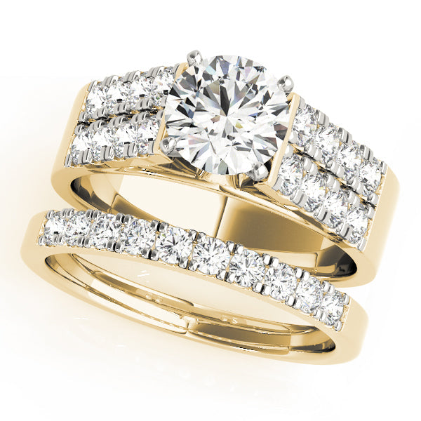 Majestic Multi-Row Round Diamond Engagement Ring in 10K/14K gold and platinum with certified lab-grown or natural diamonds