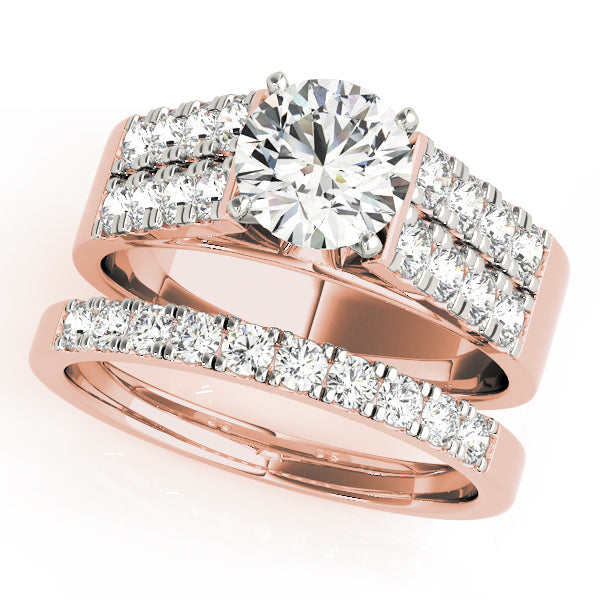 Majestic Multi-Row Round Diamond Engagement Ring in 10K/14K gold and platinum with certified lab-grown or natural diamonds