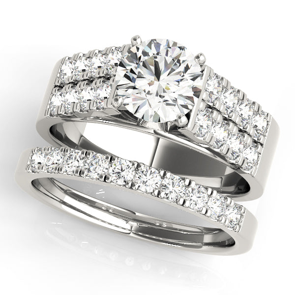 Majestic Multi-Row Round Diamond Engagement Ring in 10K/14K gold and platinum with certified lab-grown or natural diamonds