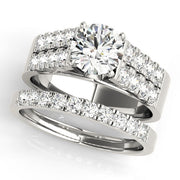 Majestic Multi-Row Round Diamond Engagement Ring in 10K/14K gold and platinum with certified lab-grown or natural diamonds