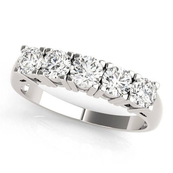 5-Stone Prong Set Half Eternity Ring in Gold & Platinum