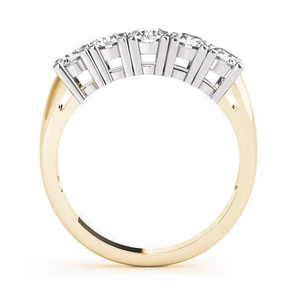 5-Stone Prong Set Half Eternity Ring in Gold & Platinum