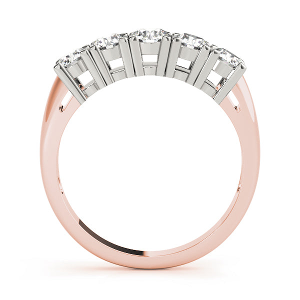 5-Stone Prong Set Half Eternity Ring in Gold & Platinum