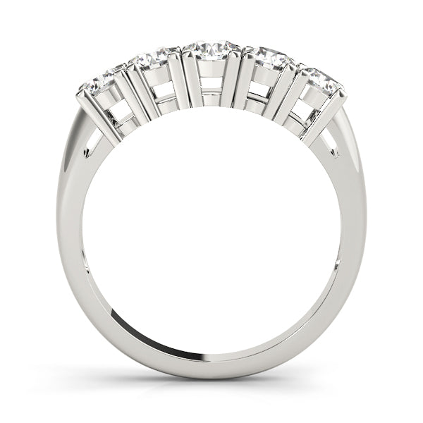 5-Stone Prong Set Half Eternity Ring in Gold & Platinum