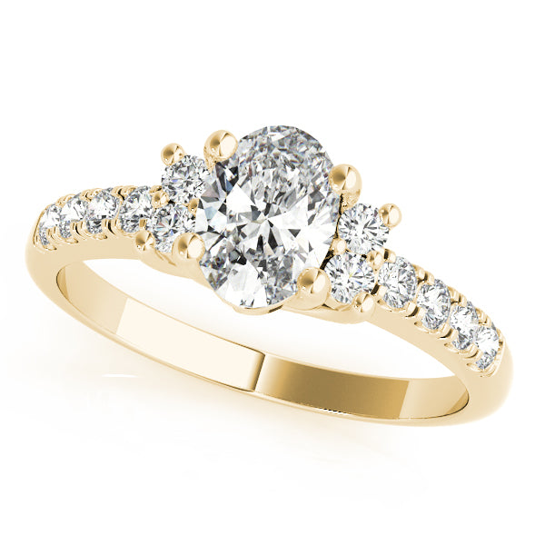 Lustrous Color Rings Oval Diamond Engagement Ring in 10K/14K gold and platinum with certified lab-grown or natural diamonds