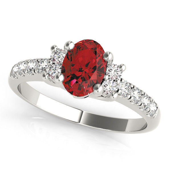 Lustrous Color Rings Oval Diamond Engagement Ring in 10K/14K gold and platinum with certified lab-grown or natural diamonds