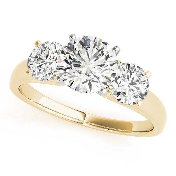 Round Three Stone Diamond Ring in 10K/14K gold and platinum with certified lab-grown or natural diamonds