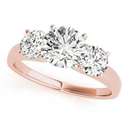 Round Three Stone Diamond Ring in 10K/14K gold and platinum with certified lab-grown or natural diamonds