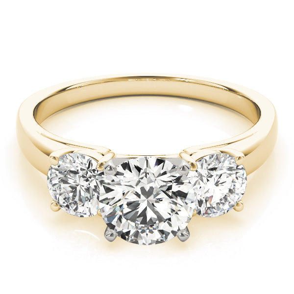 Round Three Stone Diamond Ring in 10K/14K gold and platinum with certified lab-grown or natural diamonds