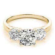 Round Three Stone Diamond Ring in 10K/14K gold and platinum with certified lab-grown or natural diamonds
