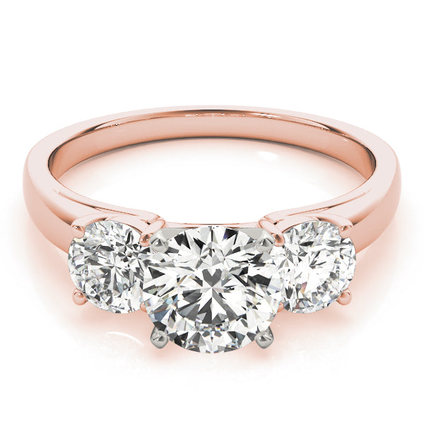 Round Three Stone Diamond Ring in 10K/14K gold and platinum with certified lab-grown or natural diamonds
