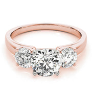 Round Three Stone Diamond Ring in 10K/14K gold and platinum with certified lab-grown or natural diamonds