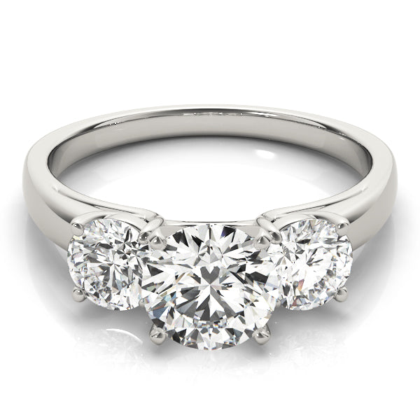 Round Three Stone Diamond Ring in 10K/14K gold and platinum with certified lab-grown or natural diamonds
