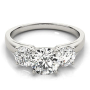 Round Three Stone Diamond Ring in 10K/14K gold and platinum with certified lab-grown or natural diamonds