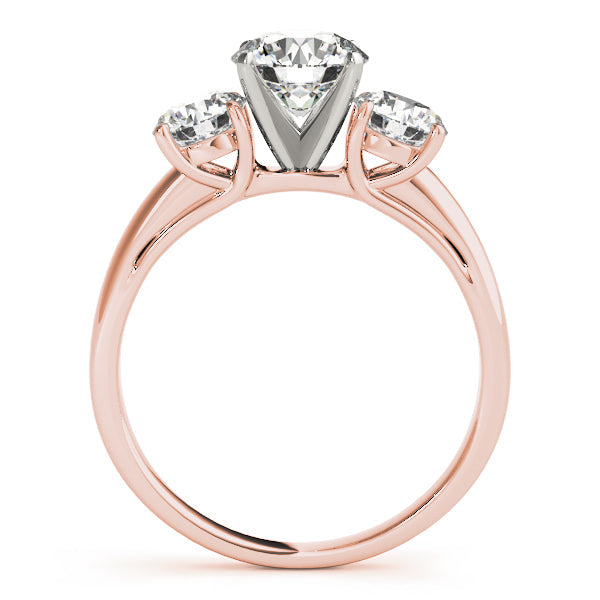 Round Three Stone Diamond Ring in 10K/14K gold and platinum with certified lab-grown or natural diamonds