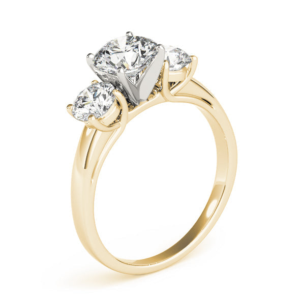 Round Three Stone Diamond Ring in 10K/14K gold and platinum with certified lab-grown or natural diamonds