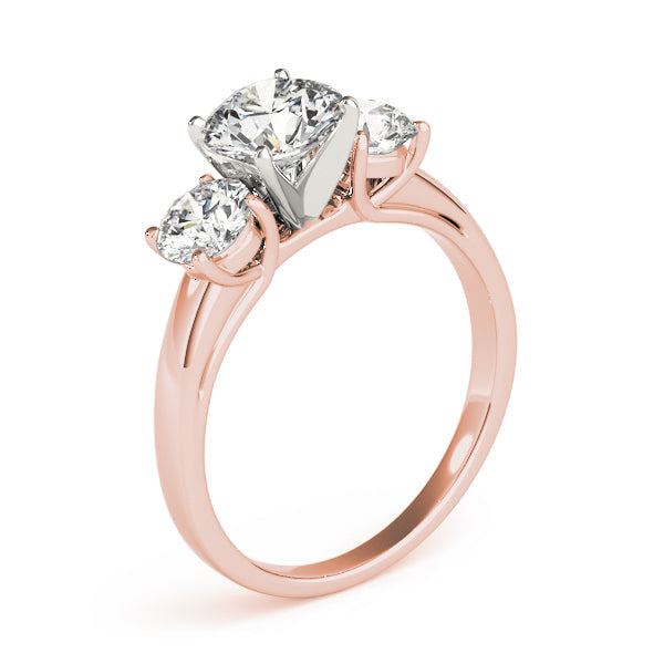 Round Three Stone Diamond Ring in 10K/14K gold and platinum with certified lab-grown or natural diamonds
