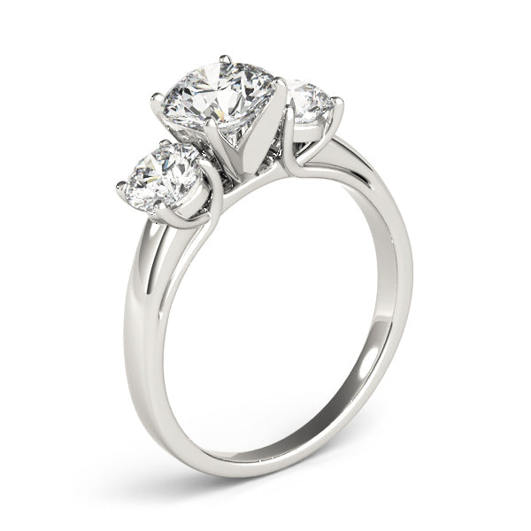 Round Three Stone Diamond Ring in 10K/14K gold and platinum with certified lab-grown or natural diamonds