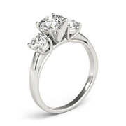 Round Three Stone Diamond Ring in 10K/14K gold and platinum with certified lab-grown or natural diamonds