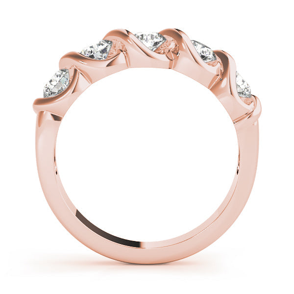 5-Stone Swirled Half Eternity Ring in Gold & Platinum