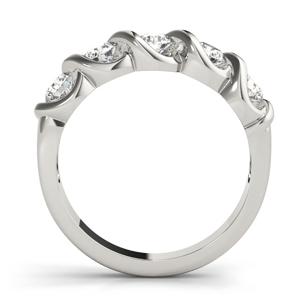 5-Stone Swirled Half Eternity Ring in Gold & Platinum