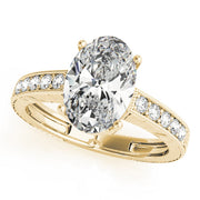 Splendid Antique Oval Diamond Engagement Ring in 10K/14K gold and platinum with certified lab-grown or natural diamonds