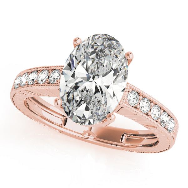 Splendid Antique Oval Diamond Engagement Ring in 10K/14K gold and platinum with certified lab-grown or natural diamonds