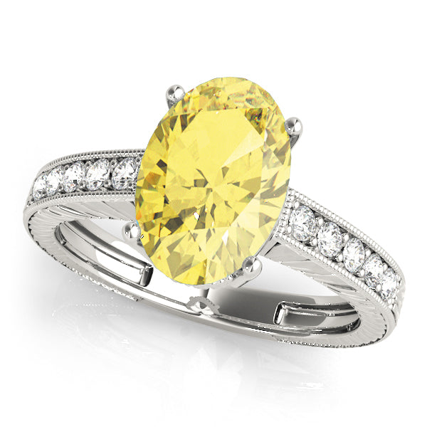 Splendid Antique Oval Diamond Engagement Ring in 10K/14K gold and platinum with certified lab-grown or natural diamonds