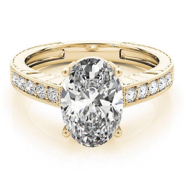Splendid Antique Oval Diamond Engagement Ring in 10K/14K gold and platinum with certified lab-grown or natural diamonds