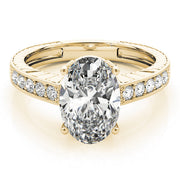 Splendid Antique Oval Diamond Engagement Ring in 10K/14K gold and platinum with certified lab-grown or natural diamonds