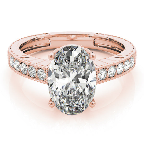 Splendid Antique Oval Diamond Engagement Ring in 10K/14K gold and platinum with certified lab-grown or natural diamonds