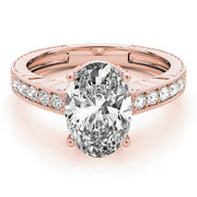 Splendid Antique Oval Diamond Engagement Ring in 10K/14K gold and platinum with certified lab-grown or natural diamonds