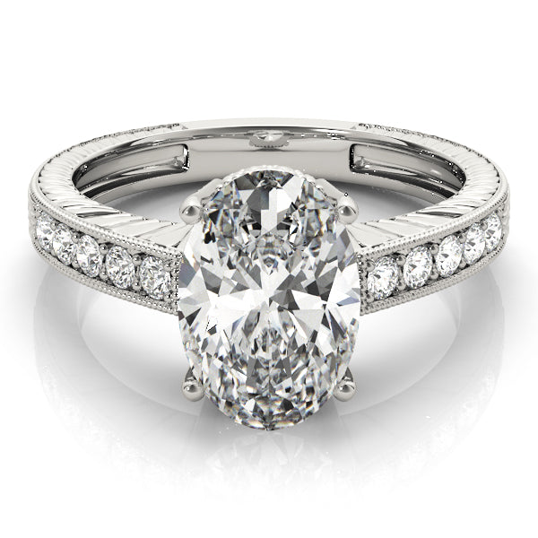 Splendid Antique Oval Diamond Engagement Ring in 10K/14K gold and platinum with certified lab-grown or natural diamonds